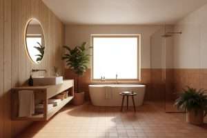 Salle de bain terracotta et bois : le duo nature pour votre intérieur
