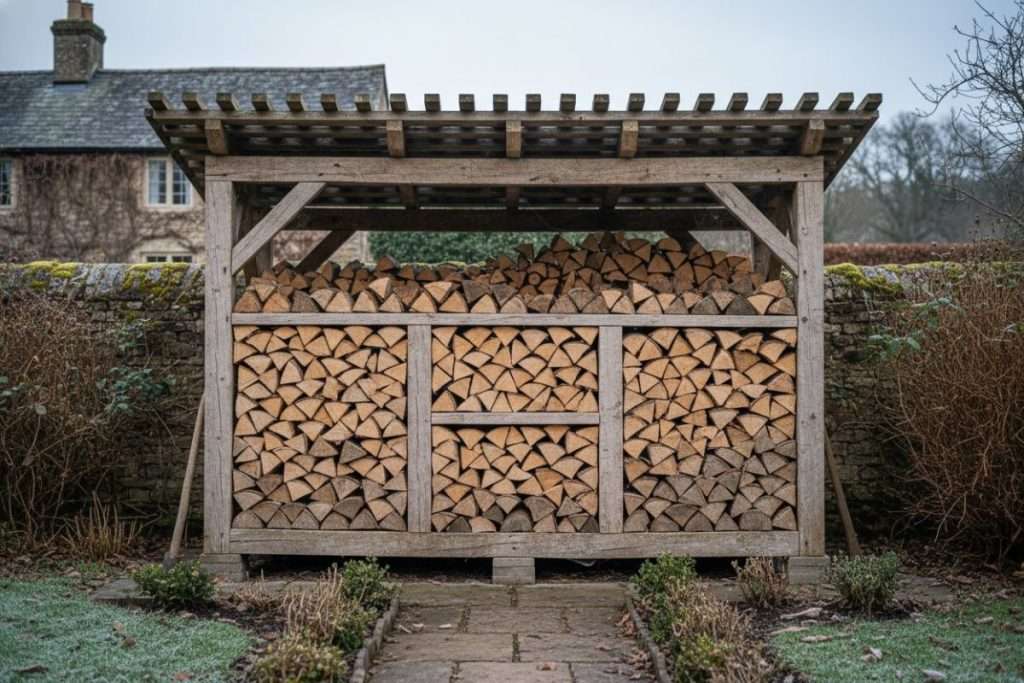 Plan abri bûches gratuit : construire votre espace de stockage