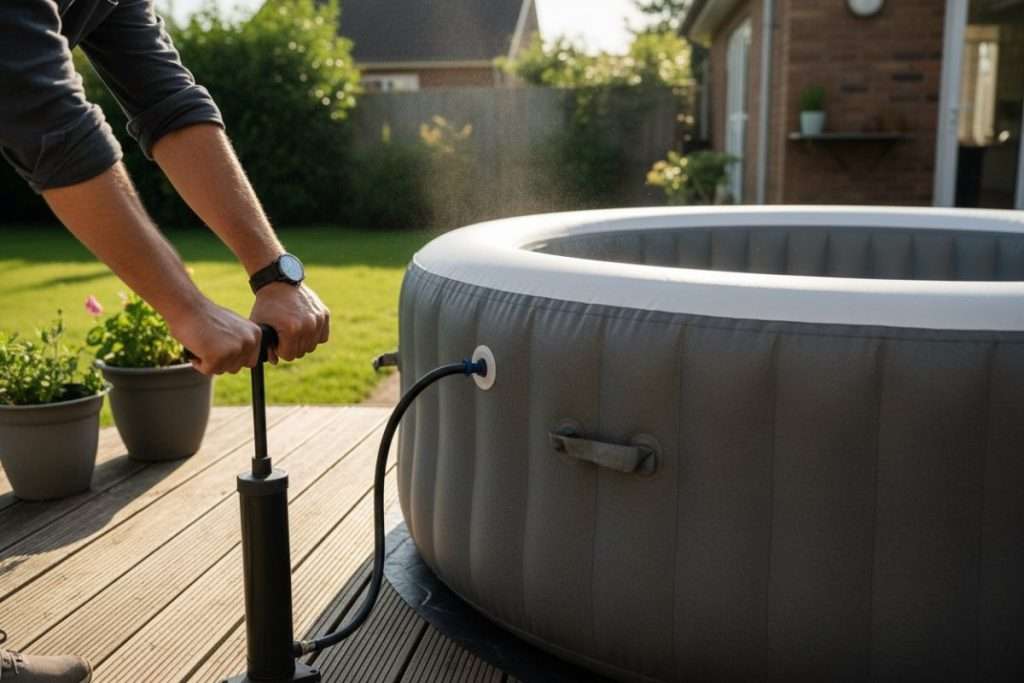 Habillage spa gonflable fait maison : idées et étapes